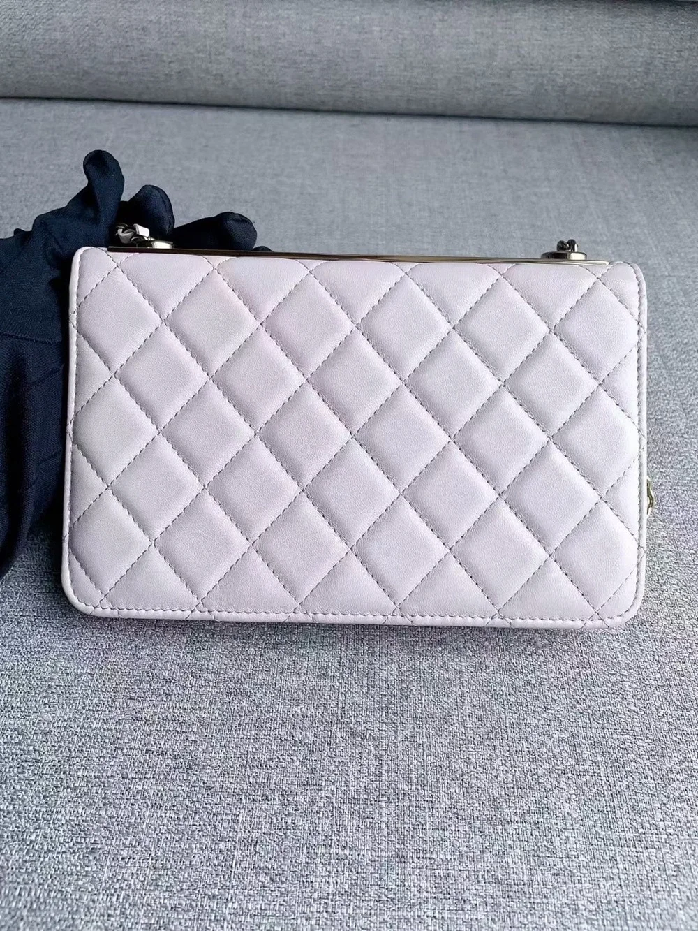 CHANEL Quilted Leather Wallet-On-Chain in Light Lavender